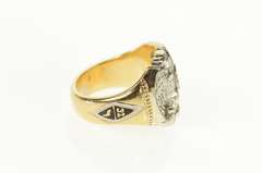 14K Yellow Gold Two Tone Eagle Masonic Enamel 4.8mm Setting Ring