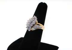 Contemporary 14kt Yellow Gold Diamond Cluster Ring