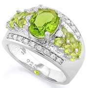 PRETTY ! CREATED PERIDOT 925 STERLING SILVER RING