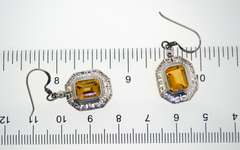Sterling Silver Greek Key Citrine Pendant And Earrings Set
