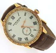 Akribox XXIV Engraved Scroll Bezel Design Watch w Leather Strap