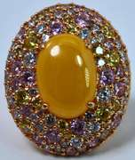 Gold Plated Sterling Silver CZ Cocktail Ring.