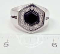 Men's Onyx Ring with Diamonds in White Gold