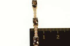 14K Rose Gold 3.90 Ctw LeVian Smoky Quartz Diamond Tennis Bracelet