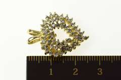 14K Yellow Gold Diamond Cluster Retro Heart Love Symbol Pendant