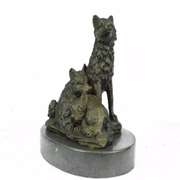 Miniature Wolf Family Bronze Sculpture