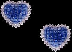 Sapphire & Diamond Heart Shaped Earrings