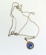 Sterling Silver Purple Stone Tear Drop Pendant With Chain