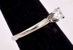 Classic Solitaire Diamond Set in Engraved 14K White Gold Ring