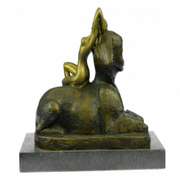 Egyptian Pyramid Famous Sphinx Creature Bronze Sculpture Mythological Art Statue