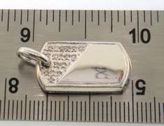14k white gold diamond ladies dog-tag pendant or charm