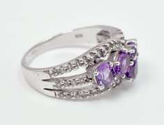 Vintage Style Amethyst Sterling Silver Ring