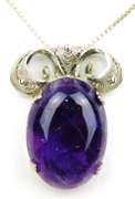 Vintage Large Sterling Filigree & Amethyst Necklace