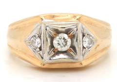 MENS 14K GOLD AND DIAMOND RING