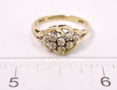 Dashing Cluster Diamond Ring in Ladies Yellow Gold Ring