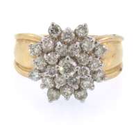 Radiant 14k yellow gold diamond cluster ring