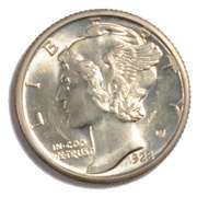 1928 Gem BU Full Split Bands Mercury Dime