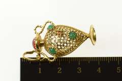 18K Yellow Gold Lattice Vase Pitcher Agate Carnelian Charm/Pendant