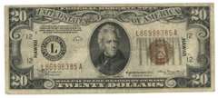 Scarce 1934-A $20 Hawaii World War II Emergency Note