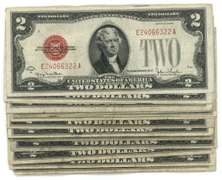 14 Nice 1928 Series $2 Red Seal Notes in Circ