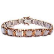 18K Gold over Sterling Silver Two Tone Weave Link  Bracelet