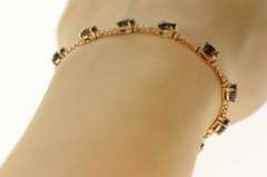 14K Rose Gold 3.90 Ctw LeVian Smoky Quartz Diamond Tennis Bracelet