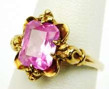 Beautiful Vintage 10K Ring with Large Pink Sapphire, 6