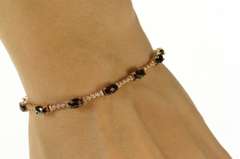 14K Rose Gold 3.90 Ctw LeVian Smoky Quartz Diamond Tennis Bracelet