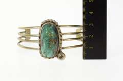 Sterling Native American Turquoise Ornate Cuff Bracelet