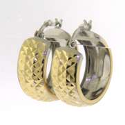 Gorgeous Tow Tone Gold Diamond Cut Hoop Earrings