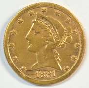 1881-P US $5 Liberty Gold Piece. Nice circ