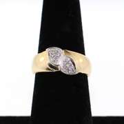 14kt Yellow Gold Diamond Cluster Ring with Leaf shape