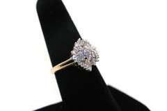 14kt Yellow Gold Diamond Cluster Ring with Baguettes