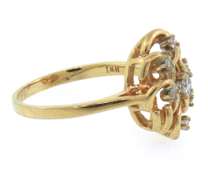 Unique 14k yellow gold diamond cluster ring