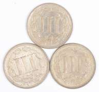 Lot (3) 1865 Nickel Three-Cent Pieces - Wipey
