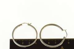 14K White Gold 0.99 Ctw Diamond Classic Statement Hoop Earrings