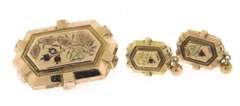 Antique Yellow Gold Brooch and Earrings Set