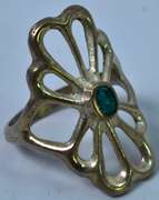 Sterling Silver Green Stone Ring.