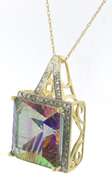 Fabulous Yellow Gold Mystic Topaz and Diamond Pendnat on Chain