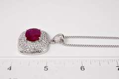 Ravishing 8.22CTS Ruby Set within A Sterling Silver Pendant with a 3.23CTW White Sapphire Gallery