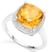 925 STERLING SILVER 4.01 CT DARK CITRINE & DIAMOND COCKTAIL RING