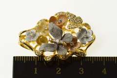 18K Yellow Gold JY Diamond Designer Butterfly Flower Statement Pendant