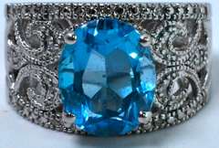 Sterling Silver Blue Gemstone Ring.