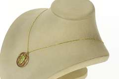 14K Yellow Gold Victorian Pisces Lime Quartz Zodiac Sign Charm/Pendant
