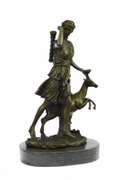 Mythical Diana the Hunter with Stag Deer Bronze Sculpture