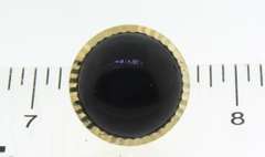 Nice Yellow Gold Black Onyx Earrings w Fluted Bezel