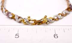 Gold Plated Sterling Silver Multicolored Gemstone Infinity Bracelet.