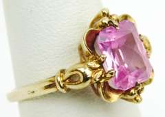 Beautiful Vintage 10K Ring with Large Pink Sapphire, 6