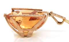 Fantastic 14kt YG Natural Oval Citrine and Diamond Necklace