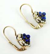 Vintage Sterling Vermeil Lapis & Seed Pearl Earrings